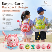 Easy-to-carry backpack design feature image for Curvee Nova kids water gun