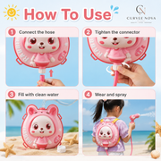 How to use instruction image for Curvee Nova kids backpack water gun